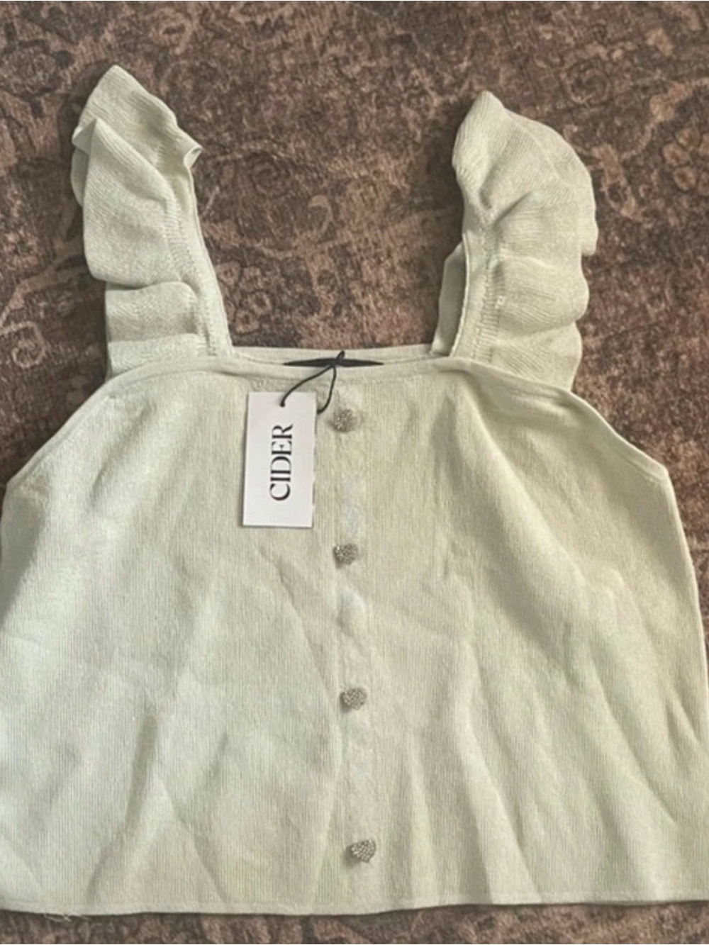 Cider Light Cream Ruffle-Strap Button-Front Cami